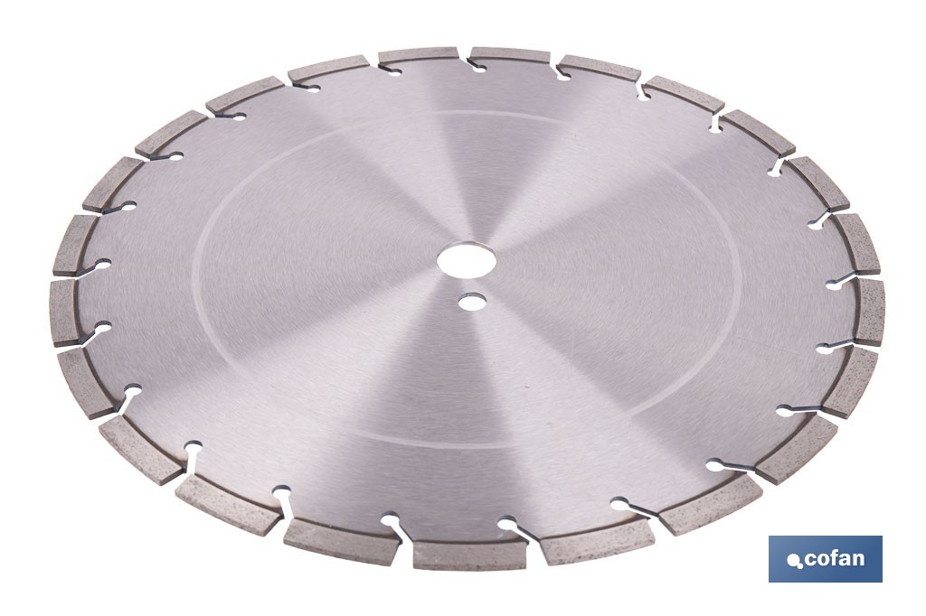 Disco de diamante reforzado soldado por láser | Corte húmedo en asfalto y hormigón abrasivo | Disponible en diferentes medidas - Cofan