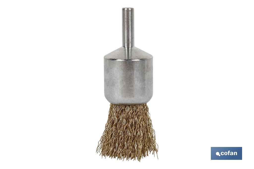 Crimped end wire brush, brass-plated steel - Cofan