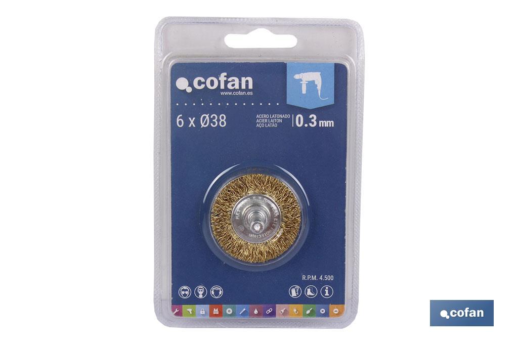 Crimped wire wheel, brass-plated steel - Cofan