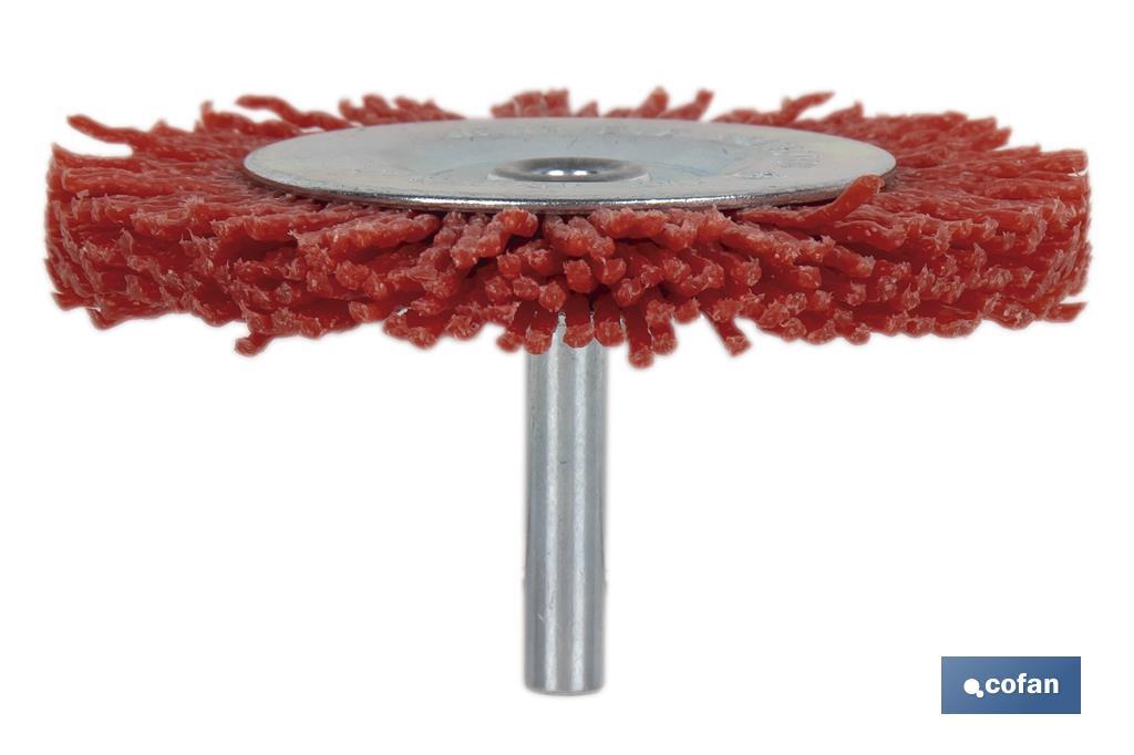 Escova circular com fios de nylon abrasivos | Disponível em diferentes tamanhos | Adequada para polir, esmerilhar, remover ferrugem, etc. - Cofan