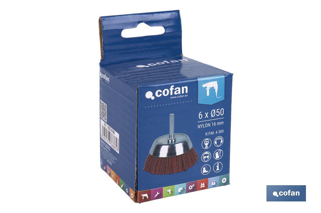 Nylon cup brush | With nylon filaments | Available in different sizes | Suitable for polishing, grinding, removing rust, etc. - Cofan