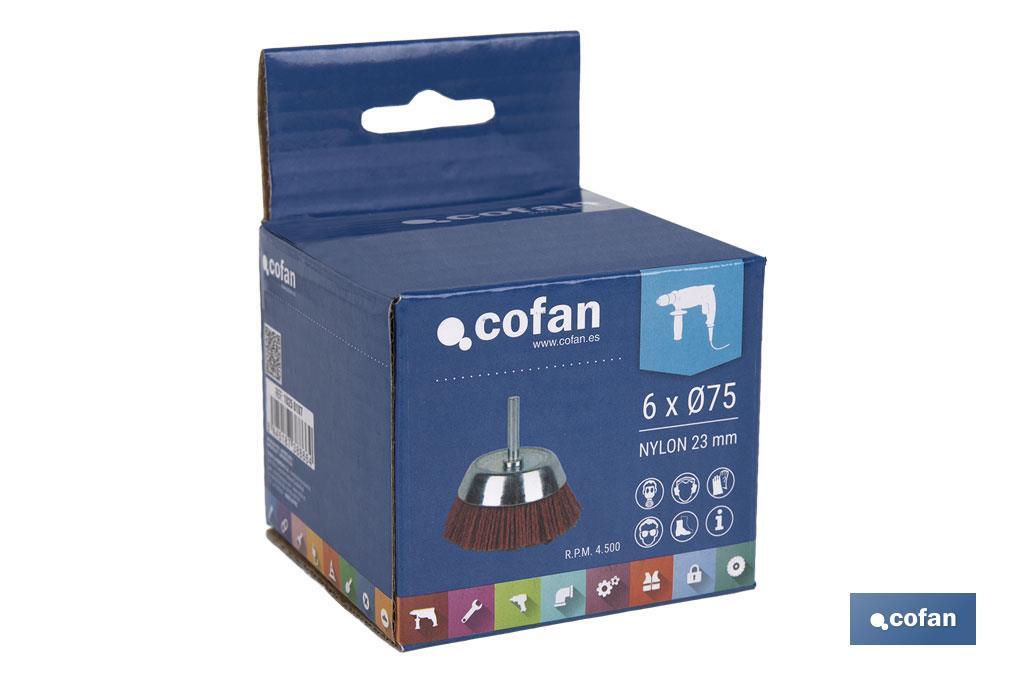 Nylon cup brush | With nylon filaments | Available in different sizes | Suitable for polishing, grinding, removing rust, etc. - Cofan