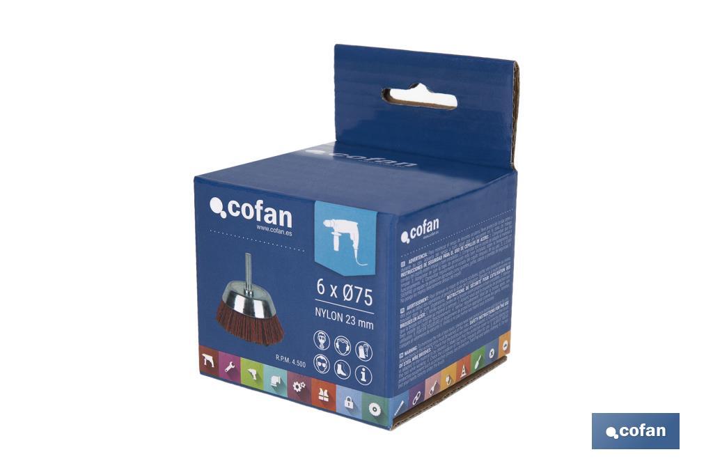Nylon cup brush | With nylon filaments | Available in different sizes | Suitable for polishing, grinding, removing rust, etc. - Cofan