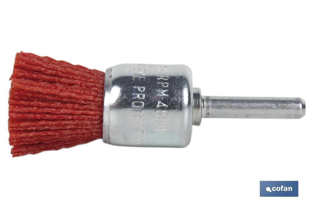 Nylon end brush | With nylon filaments | Ø6mm x 25mm | Suitable for polishing, grinding, removing rust, etc. - Cofan