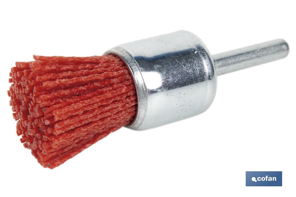 Nylon end brush | With nylon filaments | Ø6mm x 25mm | Suitable for polishing, grinding, removing rust, etc. - Cofan