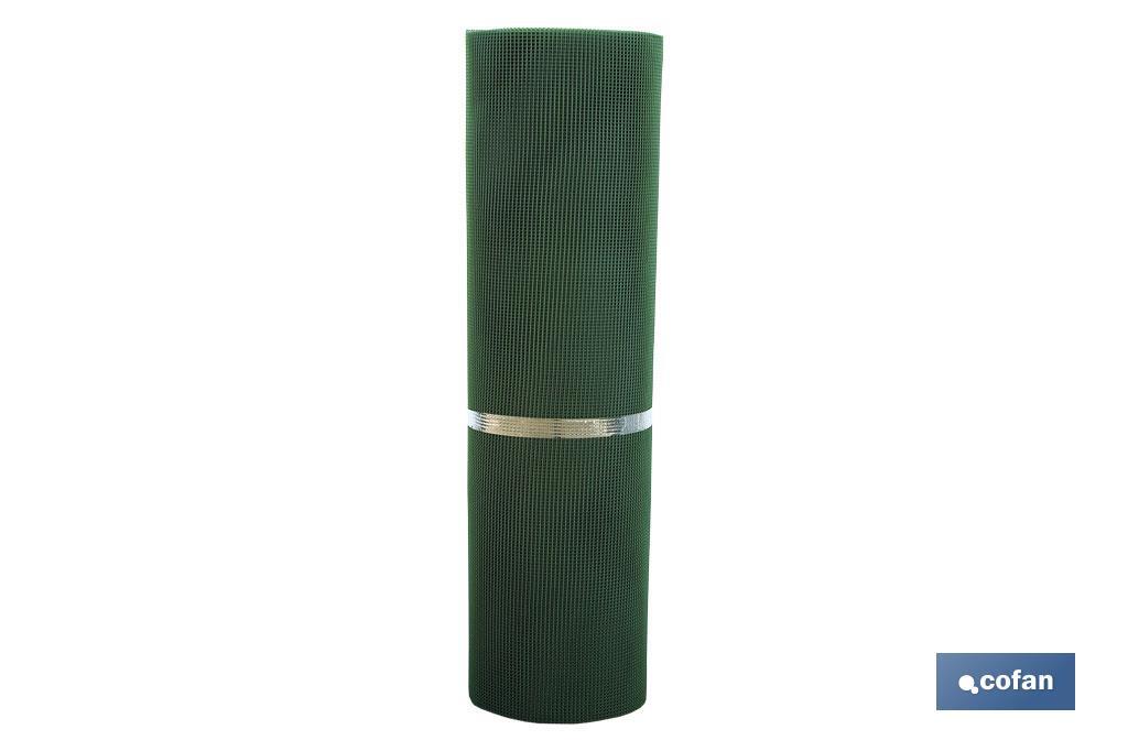 Malla de PVC | Hueco cuadrado de 5 mm | Color verde | Medida 1 x 25 m - Cofan