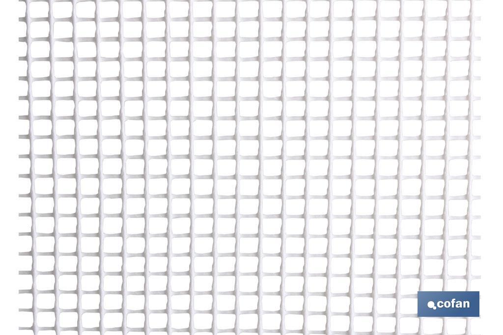 PVC square mesh | Mesh aperture of 5mm | Available in white | Size: 1 x 25mm - Cofan