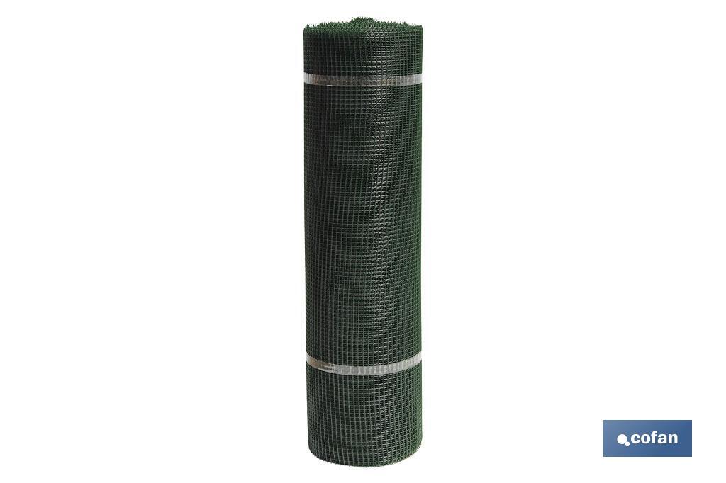 Malla de PVC | Hueco cuadrado de 10 mm | Color verde | Medida 1 x 25 m - Cofan