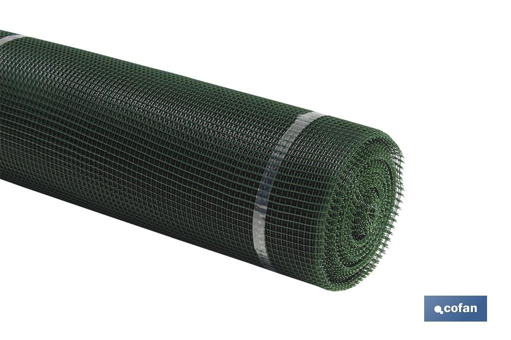 Rete di PVC | Fori quadrati di 10 mm | Verde | Dimensioni: 1 x 25 m - Cofan