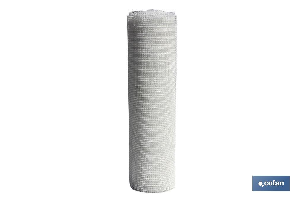 PVC square mesh | Mesh aperture of 10mm | Available in white | Size: 1 x 25mm - Cofan