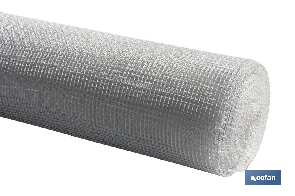 PVC square mesh | Mesh aperture of 10mm | Available in white | Size: 1 x 25mm - Cofan