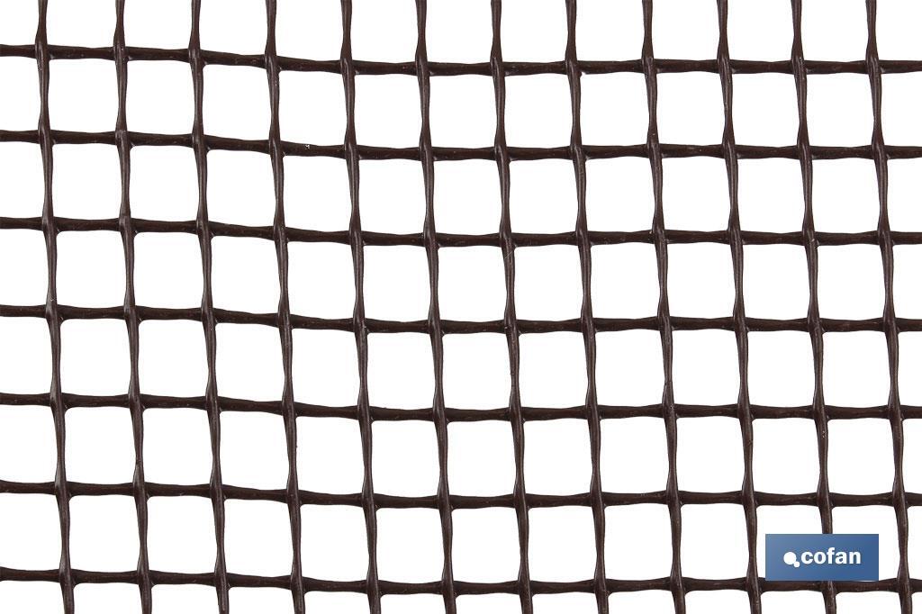 PVC square mesh | Mesh aperture of 10mm | Available in brown | Size: 1 x 25mm - Cofan