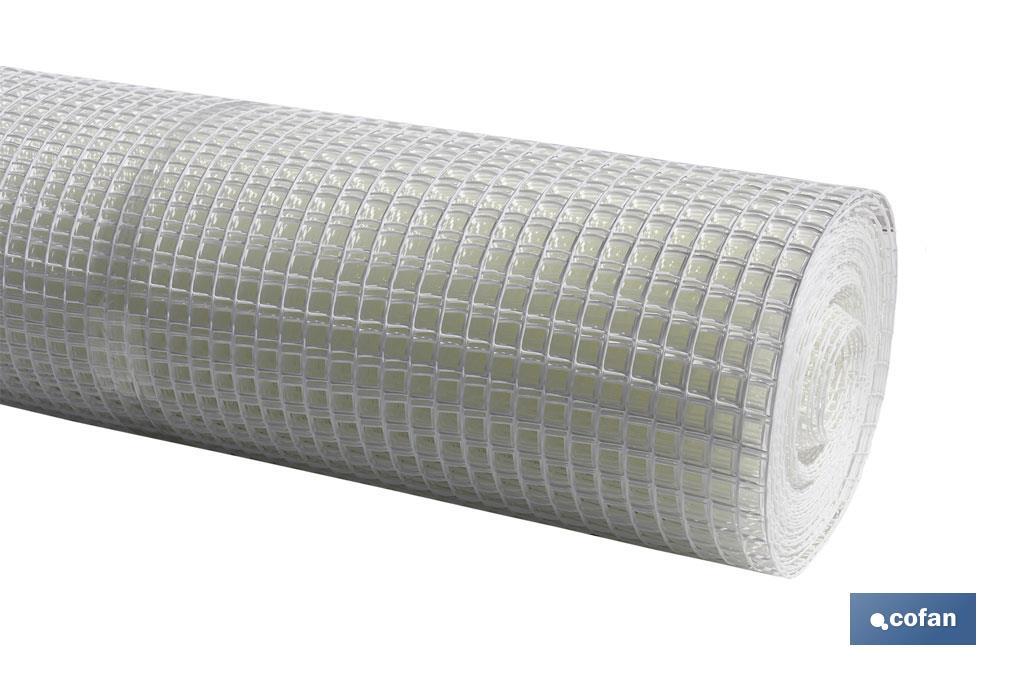 PVC square mesh | Mesh aperture of 20mm | Available in white | Size: 1 x 25mm - Cofan