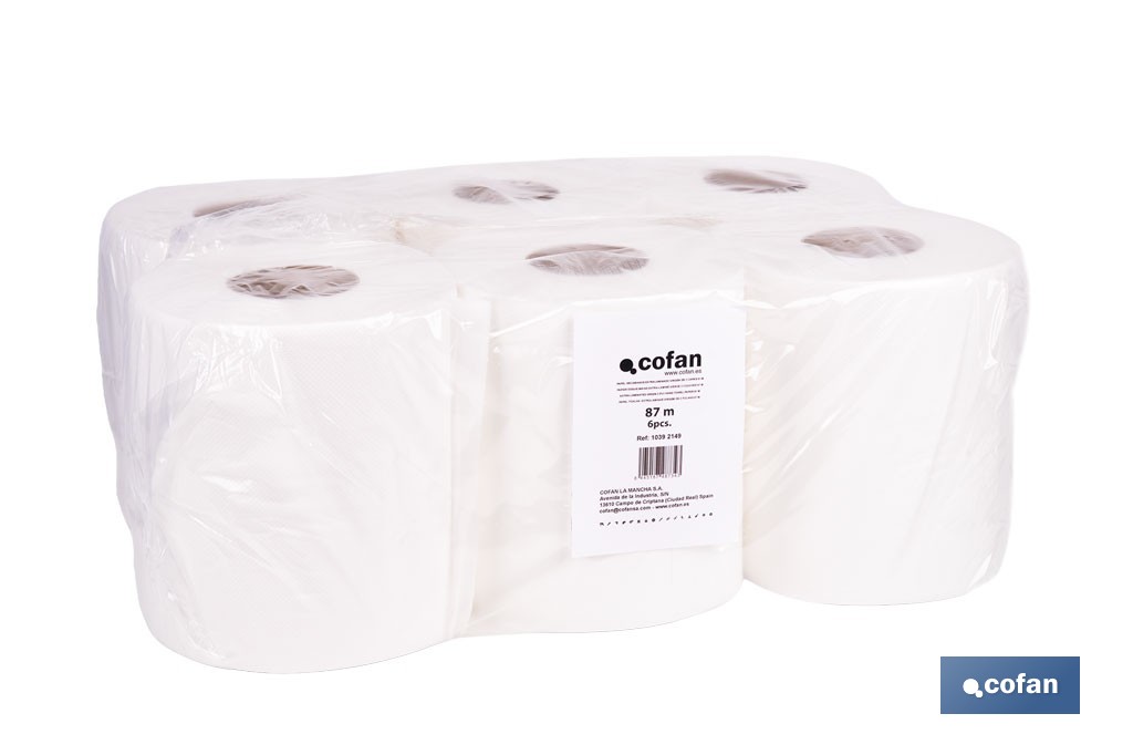 Bobinas industriales de papel secamanos | Papel extralaminado de doble capa | Pack de 2 o 6 unidades - Cofan