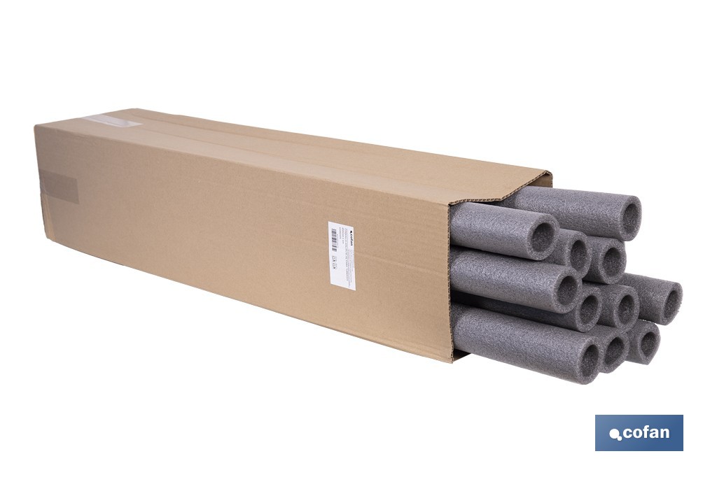 Coquillas aislantes para tuberías | Material: polietileno expandido | Color: gris | Protección térmica y anticorrosión | Disponible en diferentes diámetros y longitudes - Cofan