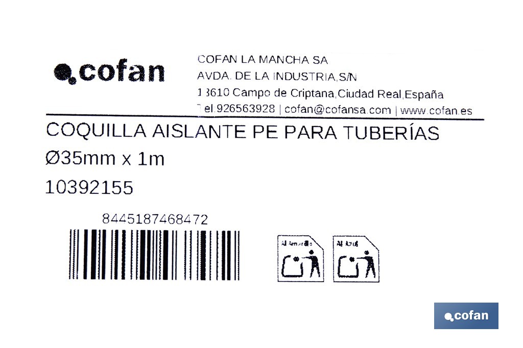 Coquillas aislantes para tuberías | Material: polietileno expandido | Color: gris | Protección térmica y anticorrosión | Disponible en diferentes diámetros y longitudes - Cofan