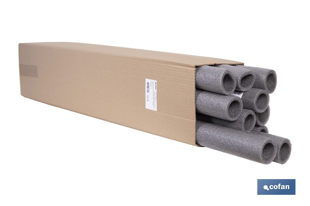 Coquillas aislantes para tuberías | Material: polietileno expandido | Color: gris | Protección térmica y anticorrosión | Disponible en diferentes diámetros y longitudes - Cofan