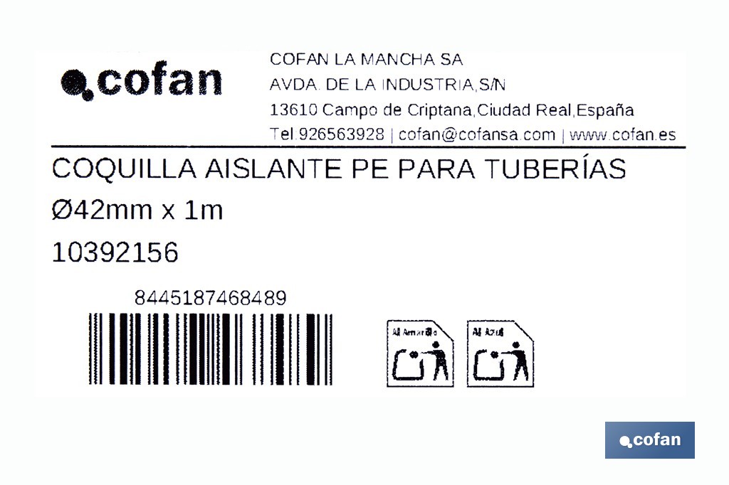 Coquillas aislantes para tuberías | Material: polietileno expandido | Color: gris | Protección térmica y anticorrosión | Disponible en diferentes diámetros y longitudes - Cofan