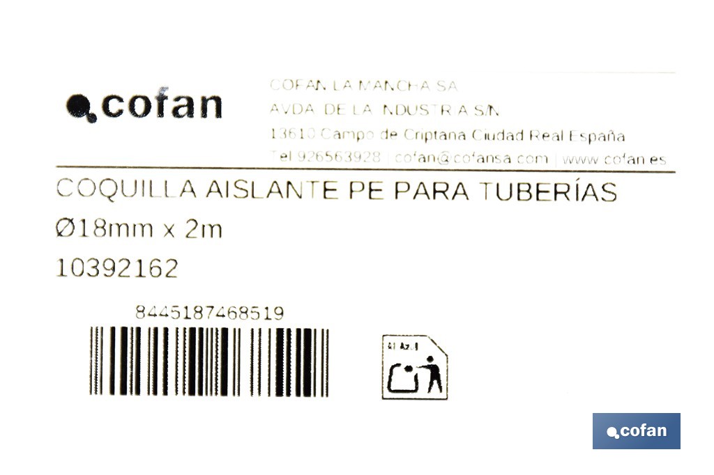 Coquillas aislantes para tuberías | Material: polietileno expandido | Color: gris | Protección térmica y anticorrosión | Disponible en diferentes diámetros y longitudes - Cofan