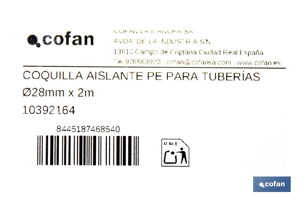 Coquillas aislantes para tuberías | Material: polietileno expandido | Color: gris | Protección térmica y anticorrosión | Disponible en diferentes diámetros y longitudes - Cofan