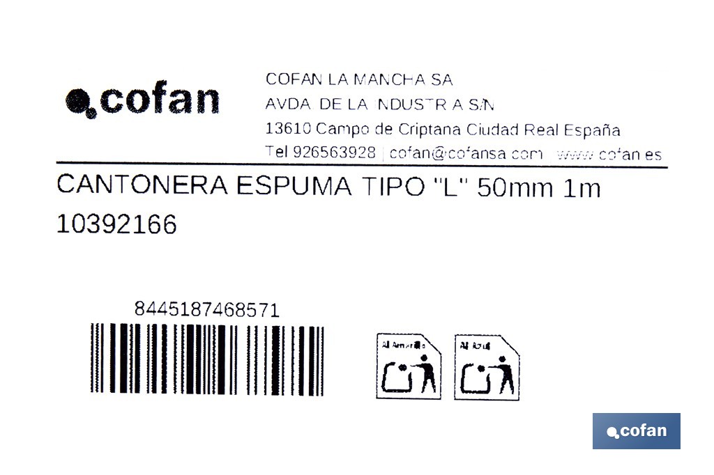 L-shaped foam edge protector | Material: polyethylene | Length: 1 m | Colour: grey | Edge protection - Cofan