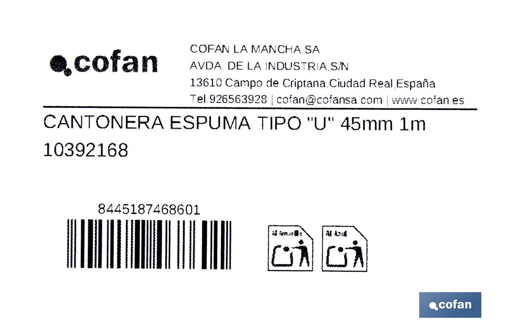U-shaped foam edge protector | Material: polyethylene | Length: 1 m | Colour: grey | Edge protection | Available in different sizes - Cofan
