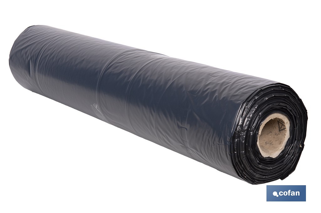 Rollo de film negro | Material: polietileno | Galga 400 | Grosor: 100 micras | Protección de embalajes | Disponible en diferentes medidas - Cofan