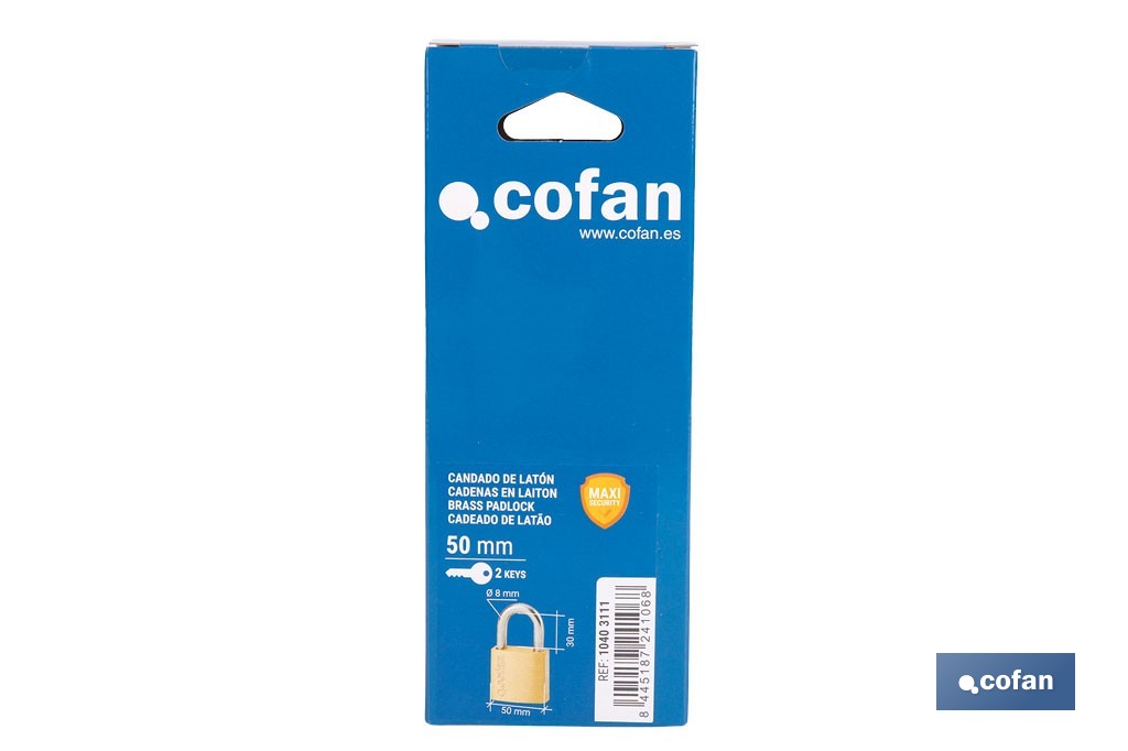 Quality Plus Brass Padlock - Cofan