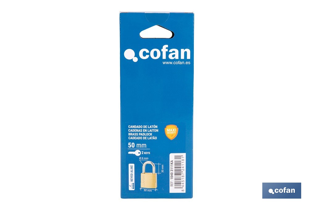 Quality Plus Brass Padlock - Cofan