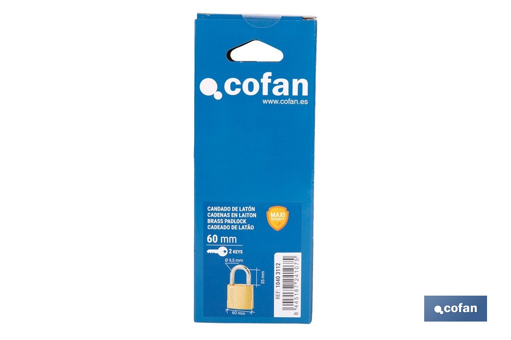 Quality Plus Brass Padlock - Cofan