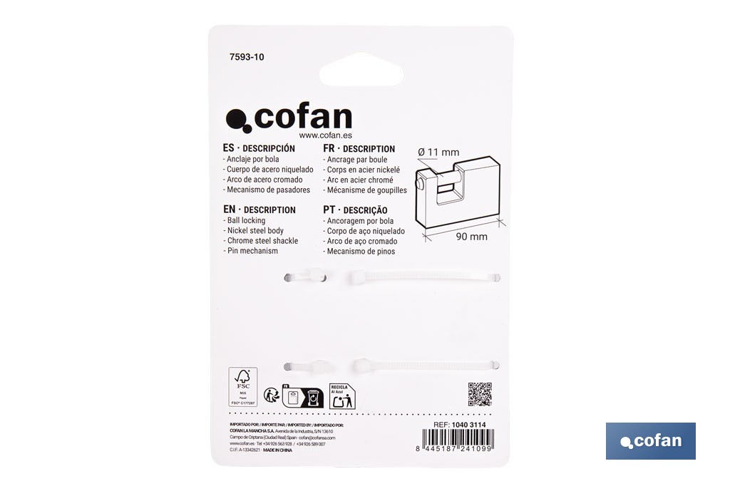 Anti-lever padlock Quality Plus - Cofan