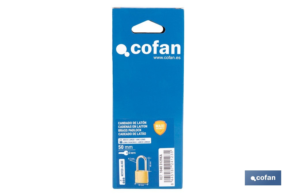 Candado de Latón Arco Largo Quality Plus - Cofan
