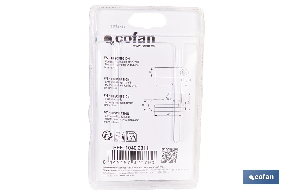 Candado de freno de disco | Cable rojo de 1 metro | Ideal para bicicleta, moto o patinete | Incluye 2 llaves tubulares | Cuerpo de aleación | Medidas: 7,5 x 2,5 x 5,8 cm - Cofan