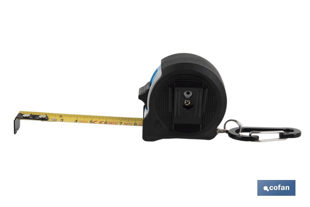 Mètre ruban 2 m x 16 mm | Carcasse en ABS | Ruban avec revêtement anticorrosion | Calibrage sur les bords | Il inclut un mousqueton - Cofan