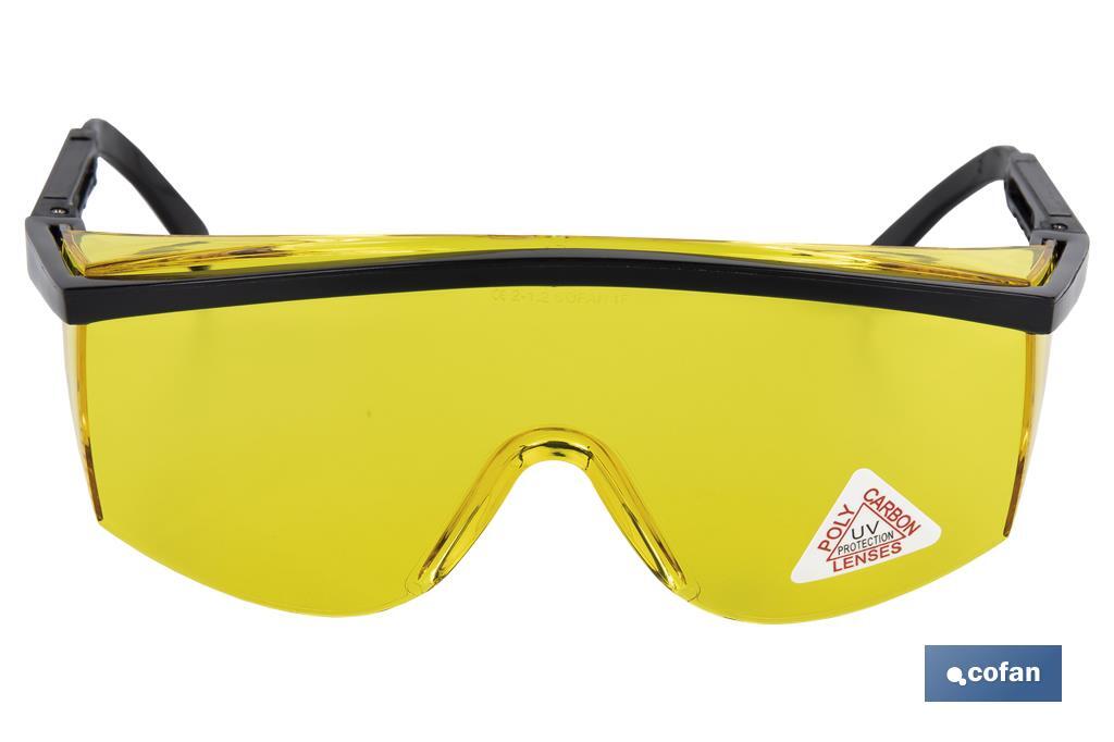 Safety glasses | Yellow lenses | UV protection | EN 166:2001 - Cofan