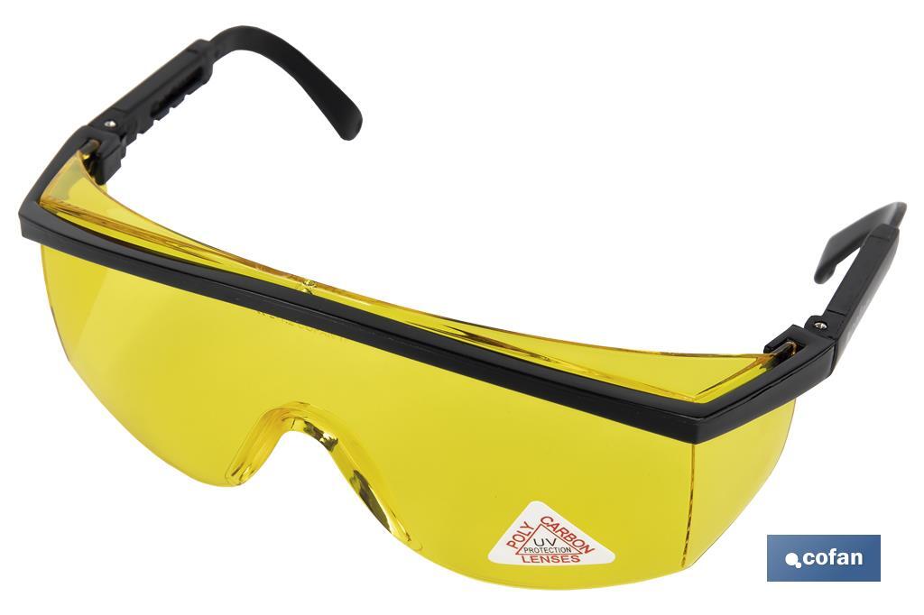 Óculos de segurança I Lente Cor amarelo I Protecção UV I EN 166 - Cofan