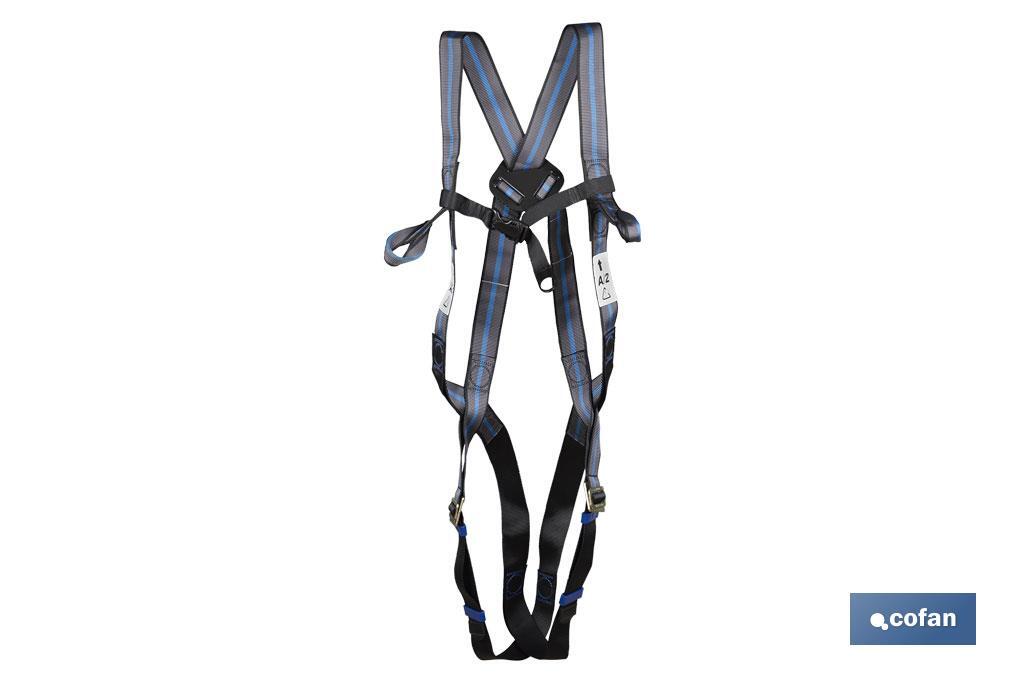 Set of harness | 2 anchorage-points | Safety rope | 2 safety carabiners | EN 361/EN 354/EN362 - Cofan