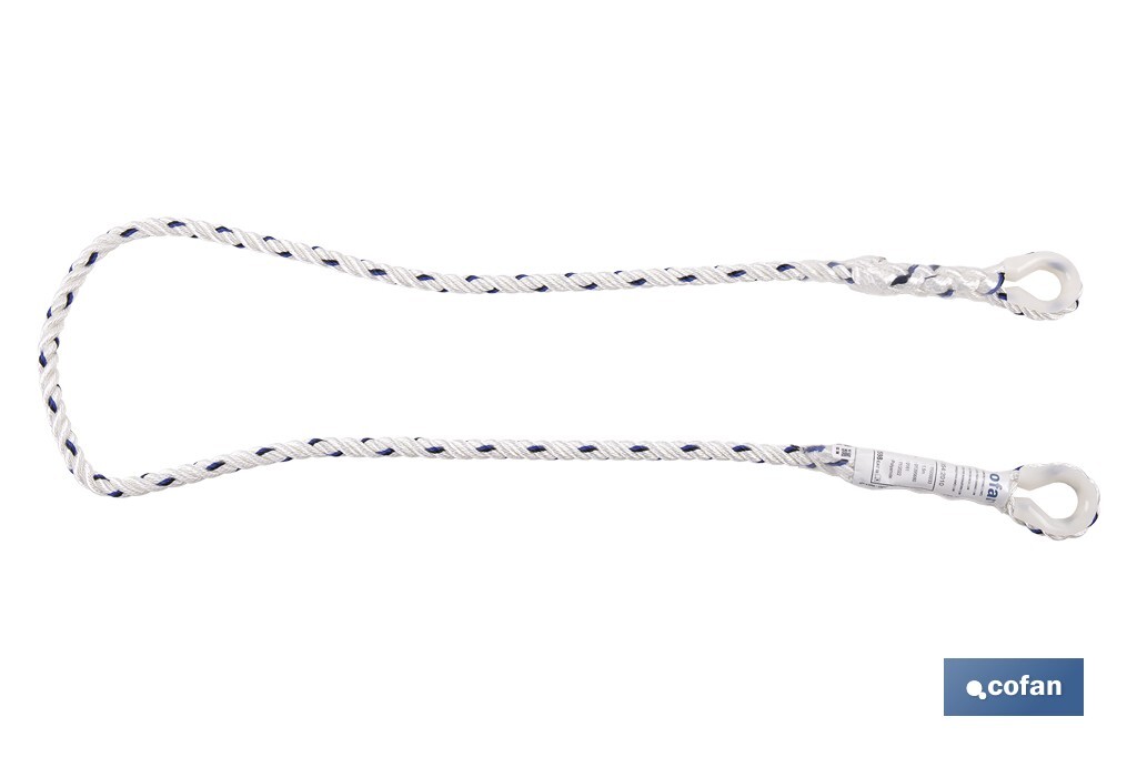 Harness safety rope | Size: 1.5m | Ø12mm | Supplied with buckles and thimbles - Cofan