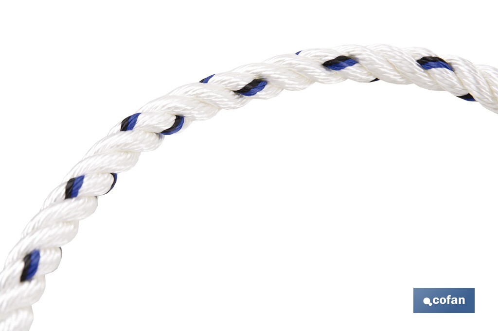 Harness safety rope | Size: 1.5m | Ø12mm | Supplied with buckles and thimbles - Cofan