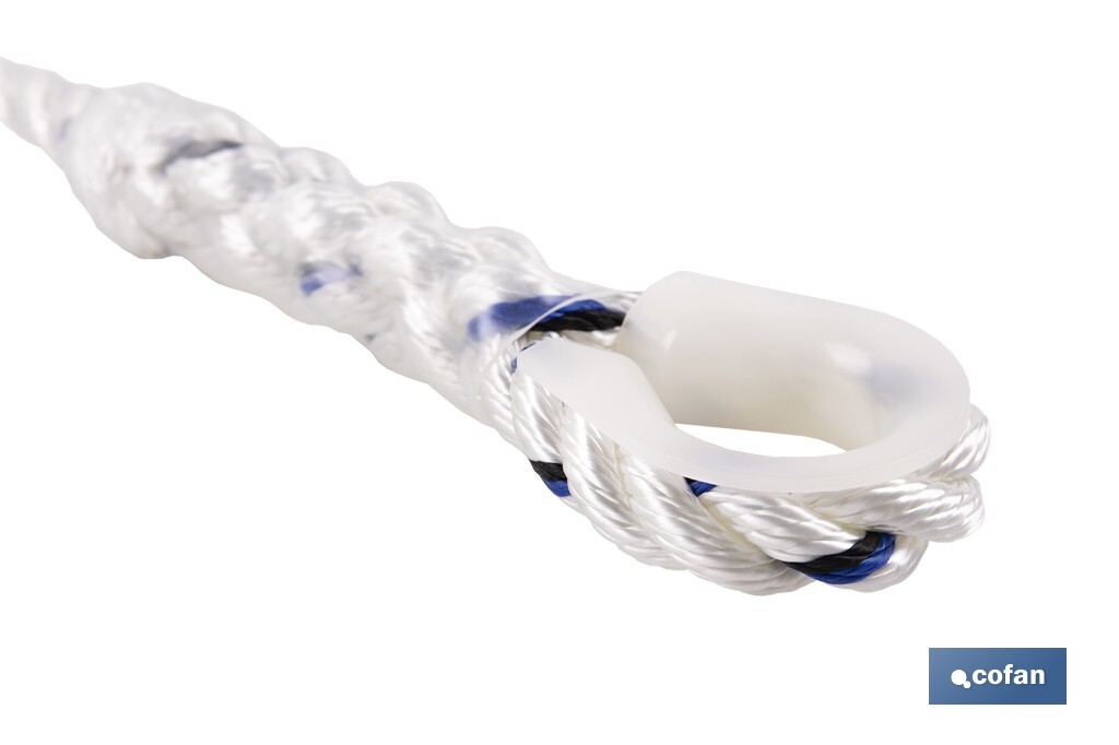 Corde de sécurité pour harnais | Dimension de 1,5 m | Ø12 mm | Avec boucles et cosses - Cofan
