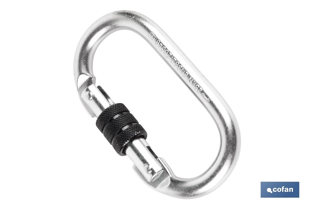 Mosquetón de seguridad | Con Roscado seguro | Resistencia: 25kN | EN 362 | Clase B | Cat. lll - Cofan