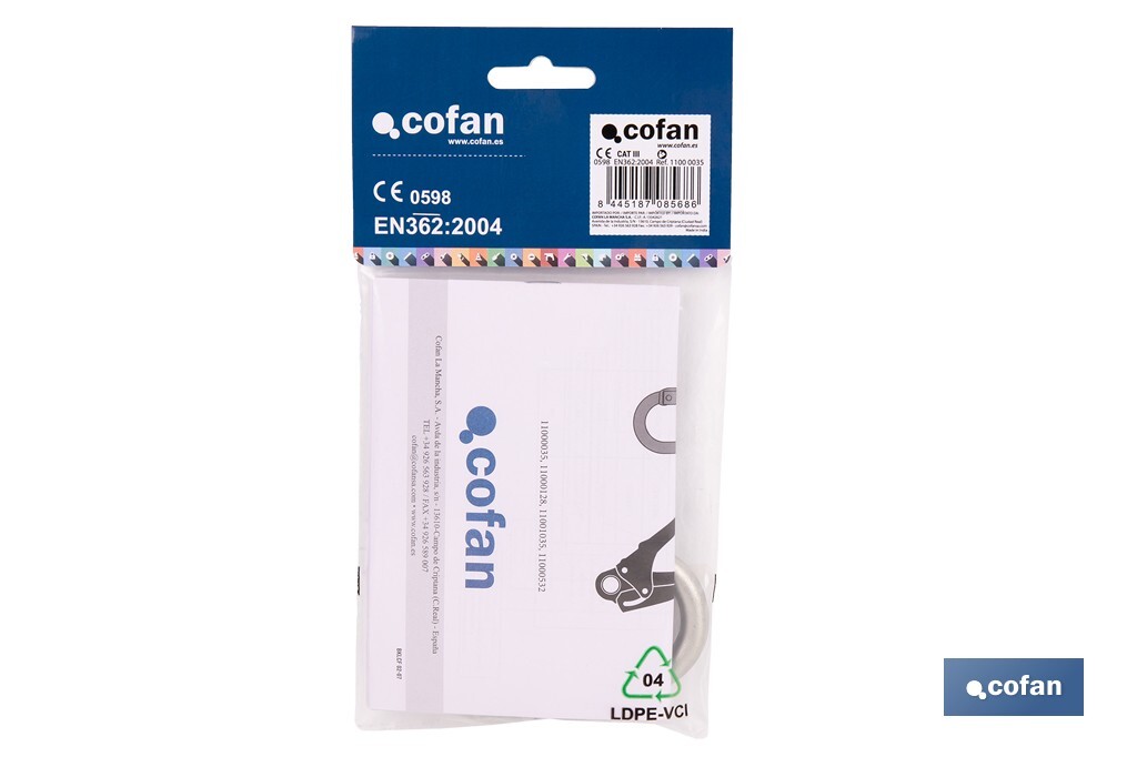 Mosquetão de segurança I Com rosca de segurança I Resistência 25kN I EN 362 I Classe B I Cat III - Cofan