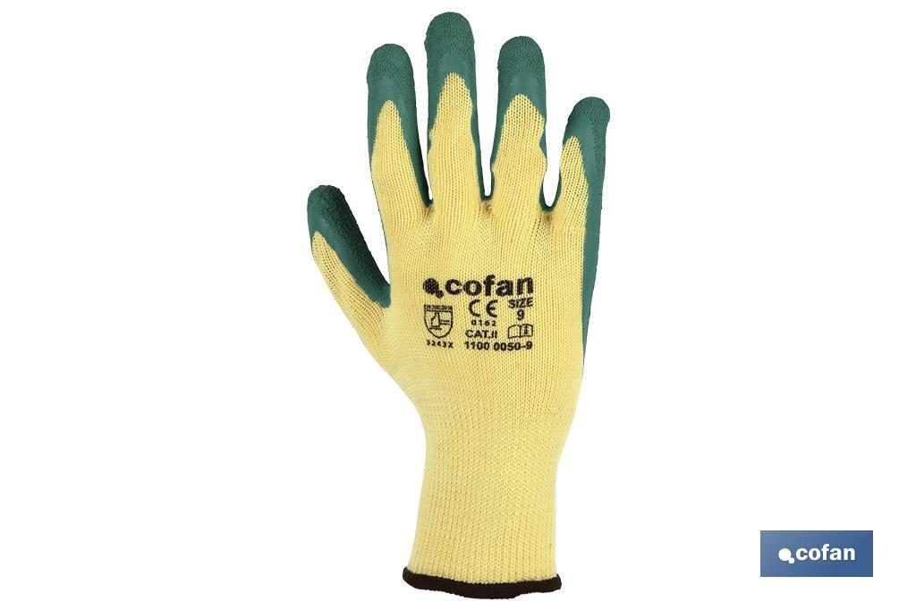 Canvas glove with latex palm | Correct adhesion and tough gloves | Ideal for manual tasks | Comfortable and adjustable gloves - Cofan