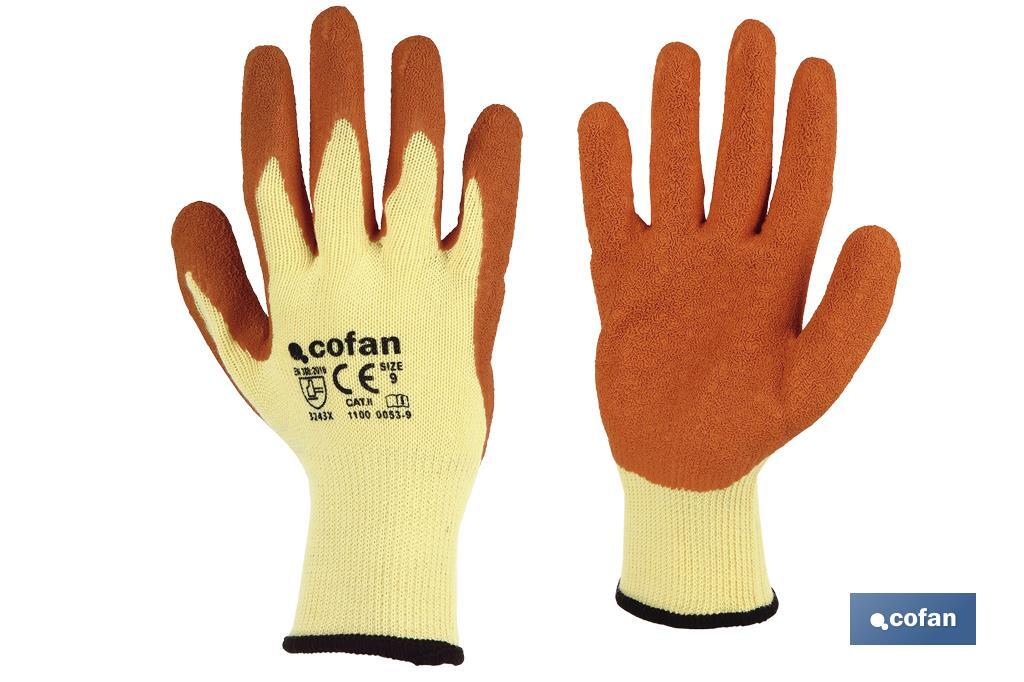 Gants en tissu et paume en latex | Adhérence correcte et résistants | Idéaux pour les travaux manuels | Commodes et adaptables - Cofan