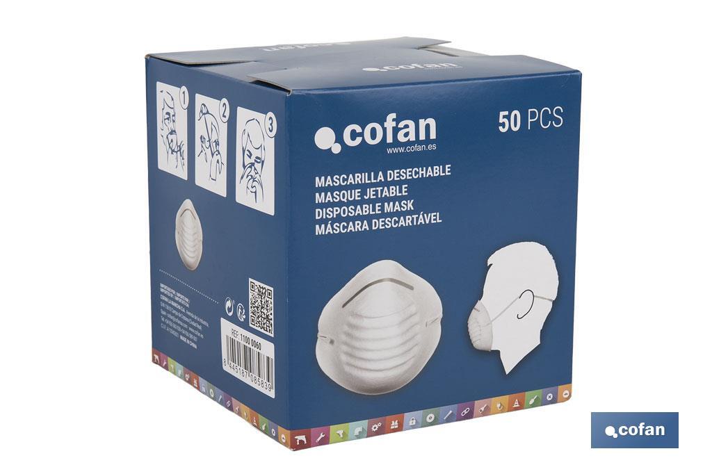 Masques hygiéniques | Fabriqués en polypropylène | Ils protègent contre la poussière et les particules non toxiques - Cofan