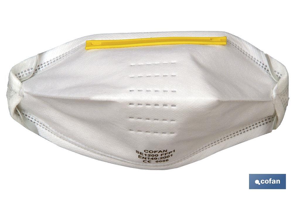 FFP1 (D) face mask | Disposable face mask | Filtering efficiency over 90% | Supplied in packs of 20 units or unit sales - Cofan