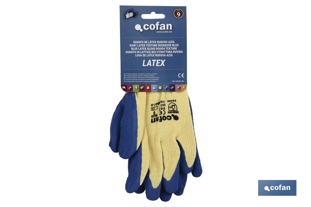 Canvas glove with latex palm | Correct adhesion and tough gloves | Ideal for manual tasks | Comfortable and adjustable gloves - Cofan