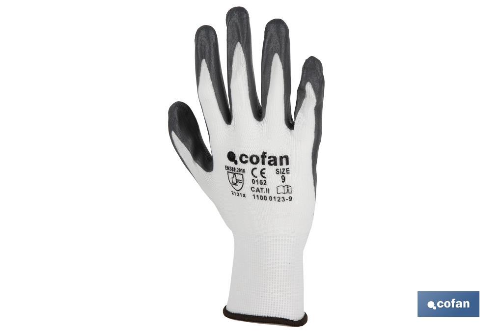 Gants 100 % en polyester | Imprégnés pour une plus grande sécurité | Flexibles | Protection et confort | Sans coutures - Cofan