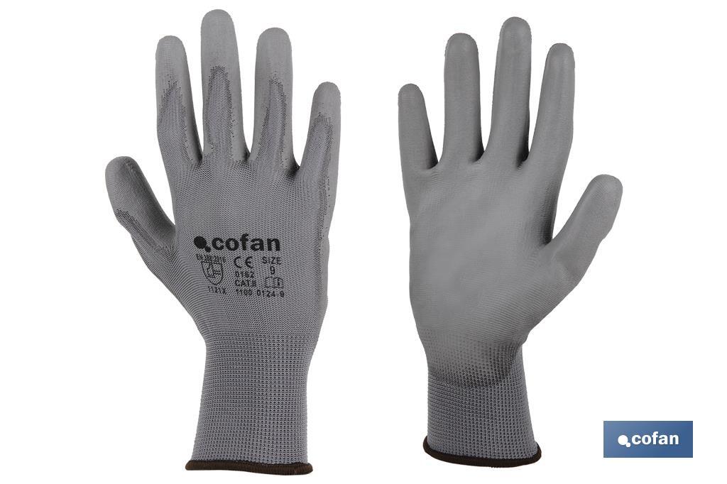 Gants 100 % en polyester | Imprégnés pour une plus grande sécurité | Flexibles | Protection et confort | Sans coutures - Cofan