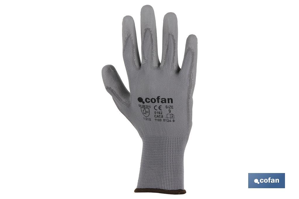 Guantes 100 % de poliéster | Impregnados para mayor seguridad | Flexibles | Protección y confort | Sin costuras - Cofan